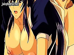 Busty hentai babe gets a lot of hot cum