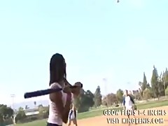 Chick plays softball and gets gangbanged