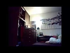 Horny college teen masturbating in dorm room