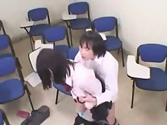 Schoolgirl Getting Her Pussy Fucked From Behind By Schoolguy In The Classroom